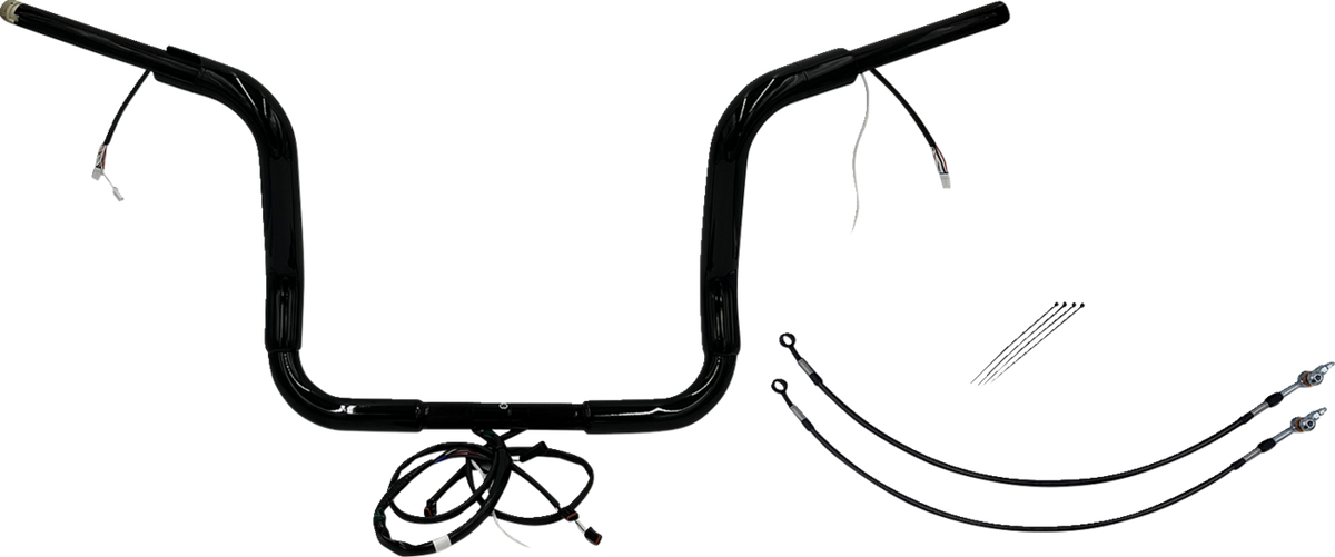 FBI Fat Baggers Wired 1-1/2" Round Top Handlebar Kits for FLH/X '16-'20 - Black / 12"