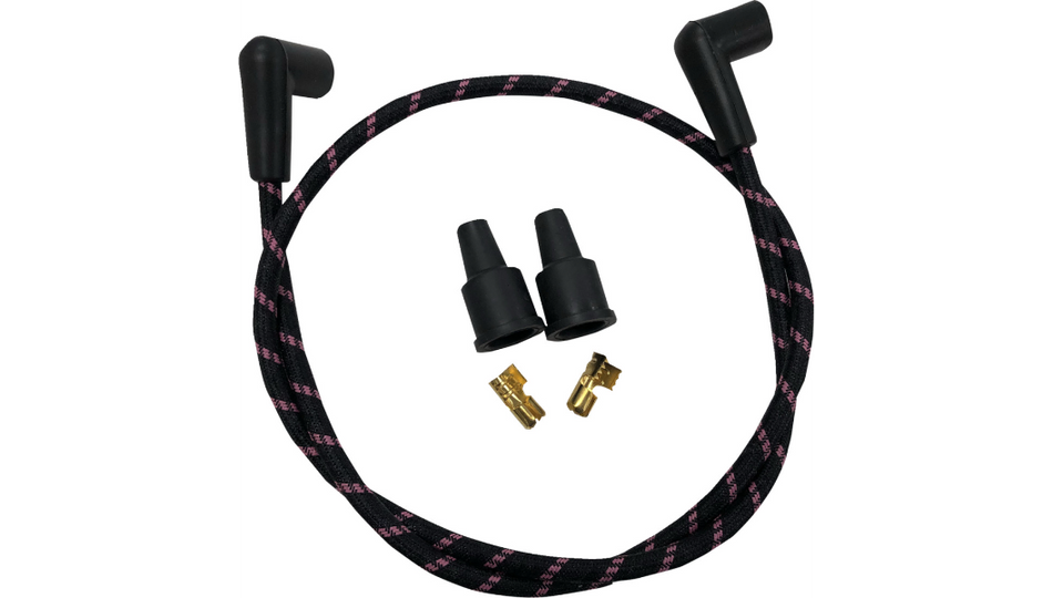 Drag Specialties Braided Universal Black/Pink Spark Plug Wire 4 Harley