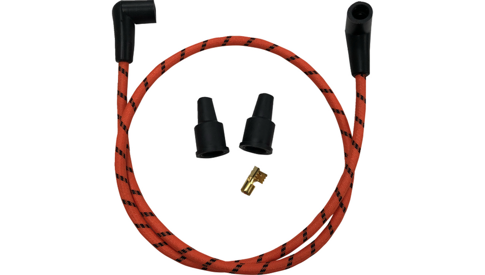 Drag Specialties Braided Universal Orange/Black Spark Plug Wire 4 Harley