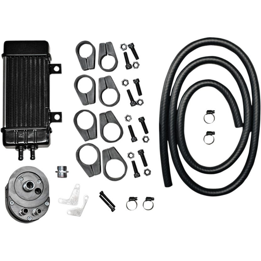 Jagg Chrome Wideline 10 Row Vertical Frame Mount Engine Oil Cooler Harley 84-16