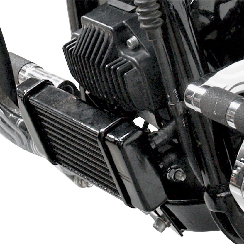Jagg Black Horizonal Low Mount 10 Row Oil Cooler Kit Harley Dyna 91-16