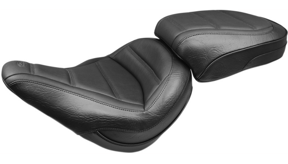Mustang Solo Front Black Harley Seat W/O Backrest Quad Stitch 18-23 FLSL
