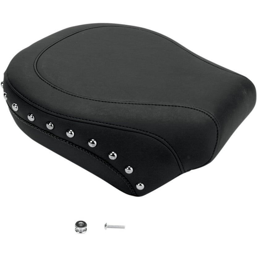 Mustang 75095 Seat Wide Chrome Studded Rear Seat Only for Harley 00-05 FXST 00-07