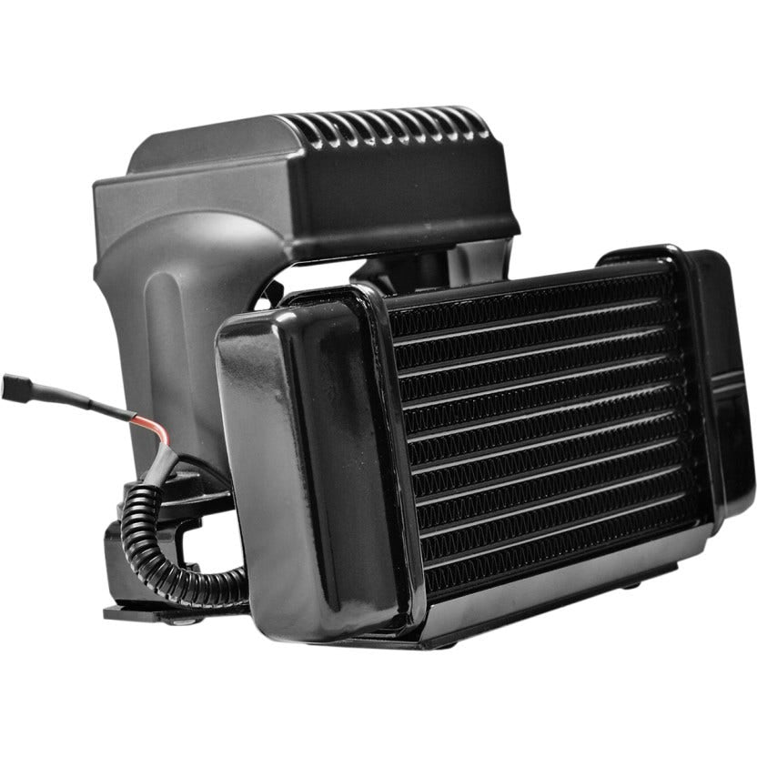Jagg Black Horizonal Low Mount 10 Row Fan Assisted Oil Cooler Kit Harley 84-08