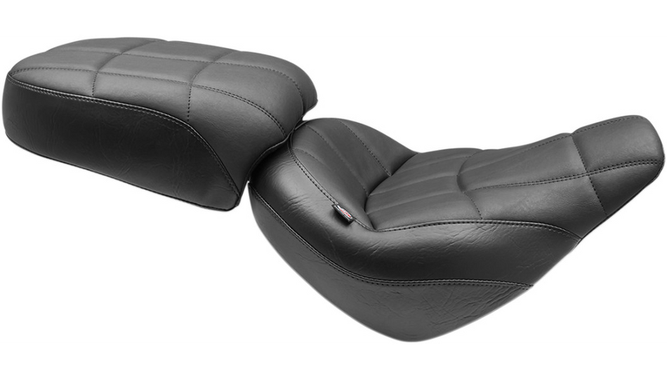 Mustang Solo Front Black Harley Seat W/O Backrest Cube Stitch 18-23 FXBB/FXBBS