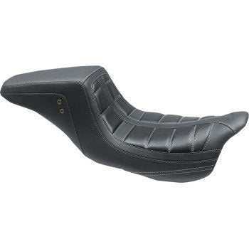 Mustang 75239GM Gun Metal Stitch Squareback 2 Up Seat Harley FLH FLT 08-22