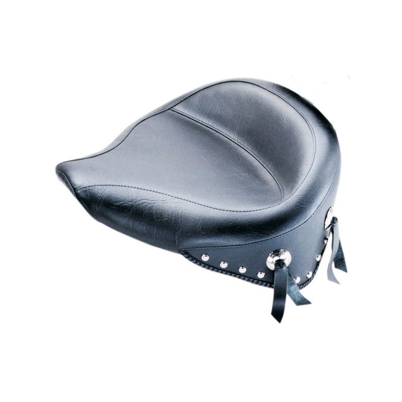 Mustang 75506 Seat Wide Chrome Studded Solo Seat Harley Softail 89-99 FLSTS