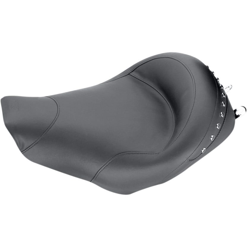 Mustang Seats 75578 Wide Smooth Black Studded Solo Seat Harley FLHR FLHX 97-07