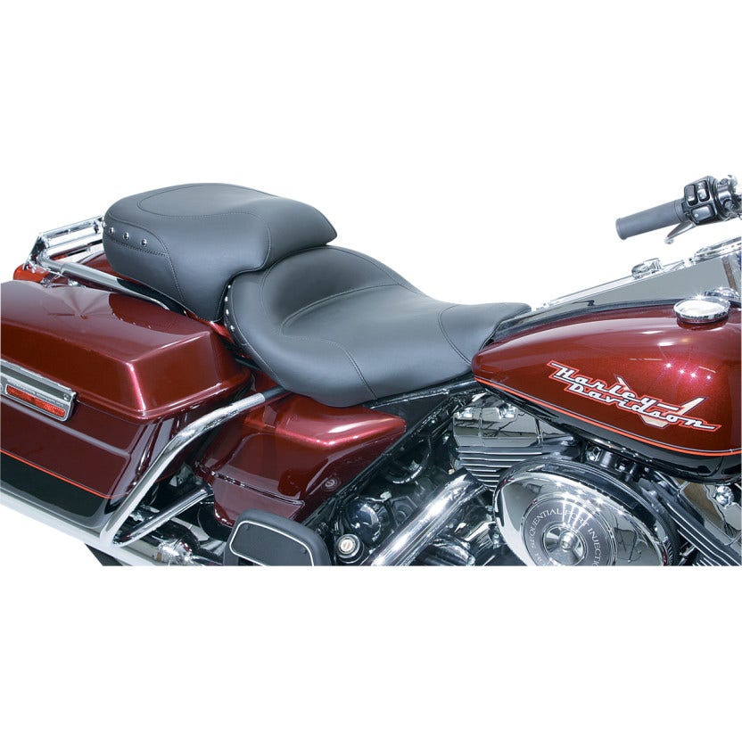 Mustang Seats 75578 Wide Smooth Black Studded Solo Seat Harley FLHR FLHX 97-07