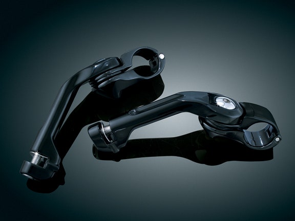 Kuryakyn Black Avg Rider Tour Tech Cruise Peg Mounts (Long) 6" For 1-1/4" Bar