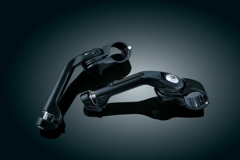 Kuryakyn Black Avg Rider Tour Tech Cruise Peg Mounts (Long) 6" For 1-1/4" Bar