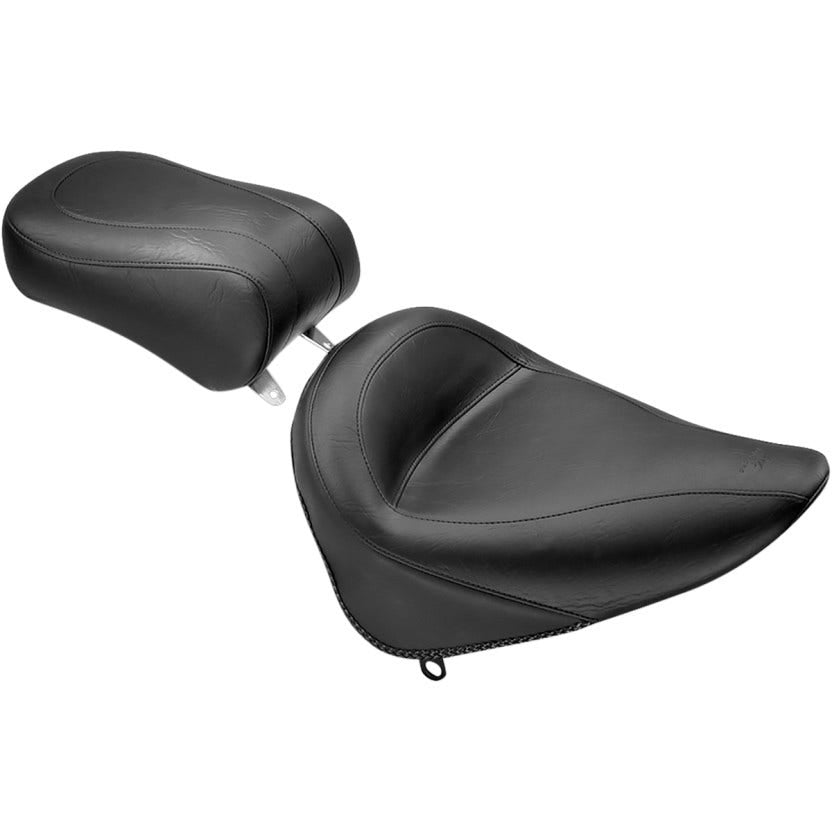 Mustang 75751 Seat Black Vintage Rear Seat Pillion Only Harley Softail FXST FLST 84-99