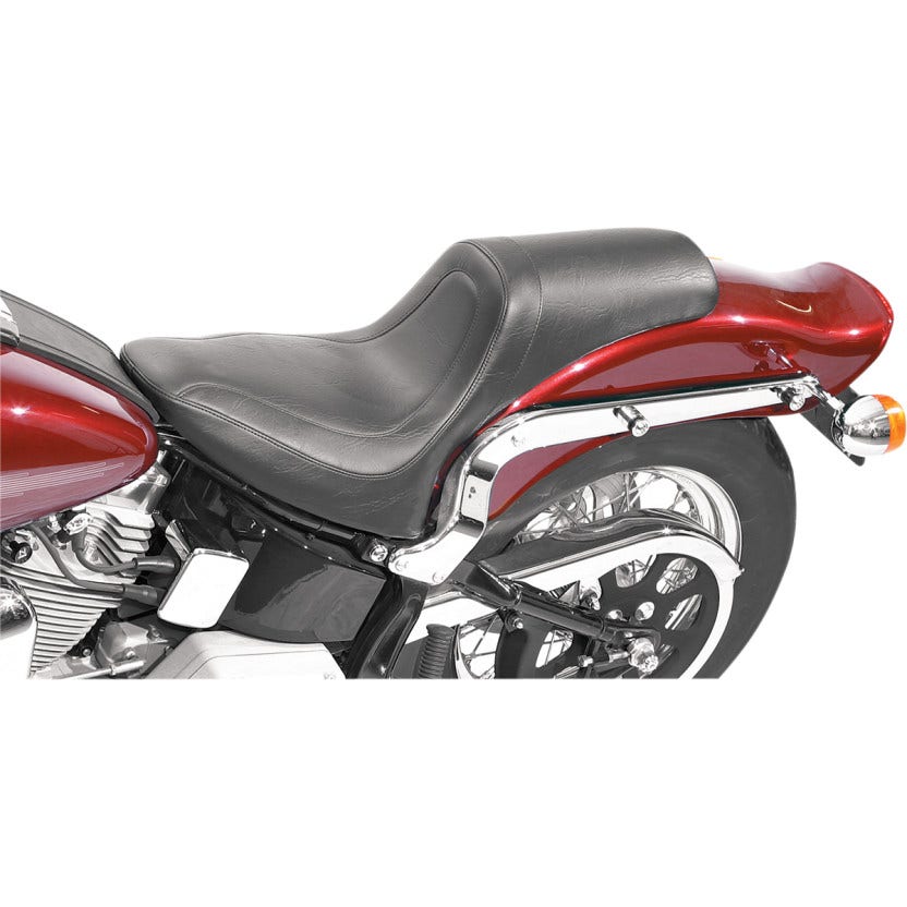 Mustang Fastback Cut Low Black Vinyl Harley Seat for 00-05 FXST 00-07 FLST