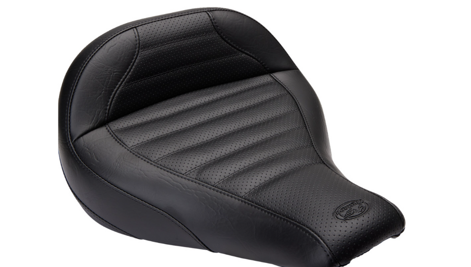 Mustang Solo Front Black Harley Seat W/O Driver Backrest Tuck-N-Roll 18-23 FLFB/S