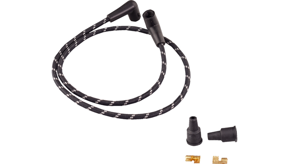 Drag Specialties Braided Universal Black/White Spark Plug Wire 4 Harley