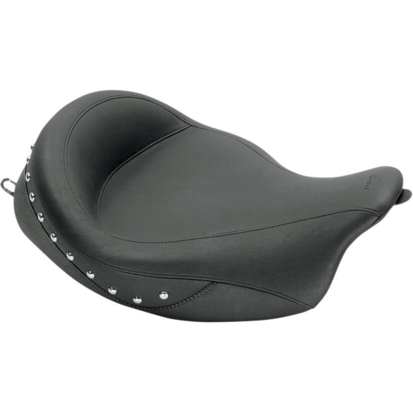 Mustang 76068 Super Wide Chrome Studded Solo Seats for Harley Touring FLH 08-23
