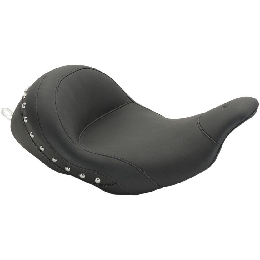 Mustang 76079 Chrome Studded Lowdown Solo Seat W/O Driver Backrest Harley 08-23