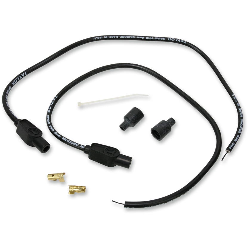 Taylor Black 8MM Custom Spark Plug Wire Set Harley Universal 180° Kit 76085