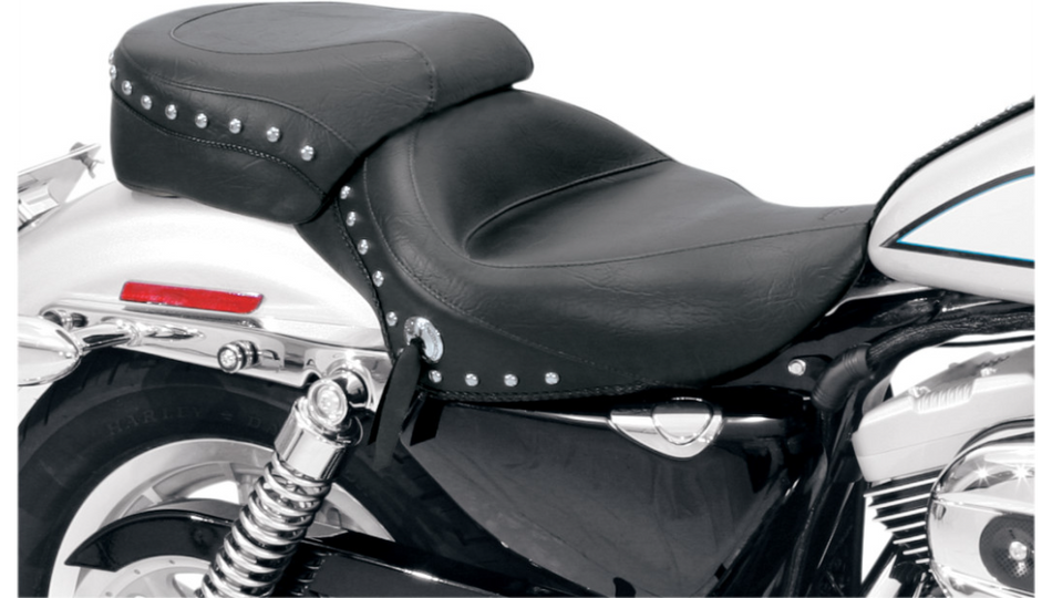 Mustang Wide Studded Solo Seat 15"W 4 Harley 04-20 Sportster XL W/4.5 Gal Tank