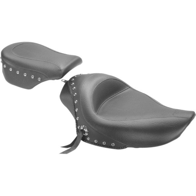 Mustang Solo Studded Black Seat 4 Harley 04-21 XL W/ 3.3 Gallon Tank