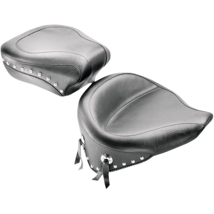 Mustang 76180 Seat Wide Chrome Studded Rear Seat Only for Solo Harley 08-15 FLSTC/S