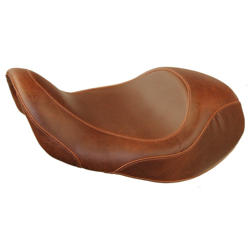 Mustang 76708 Brown Smooth Wide Forward Tripper Solo Seat for Harley Dyna 06-17