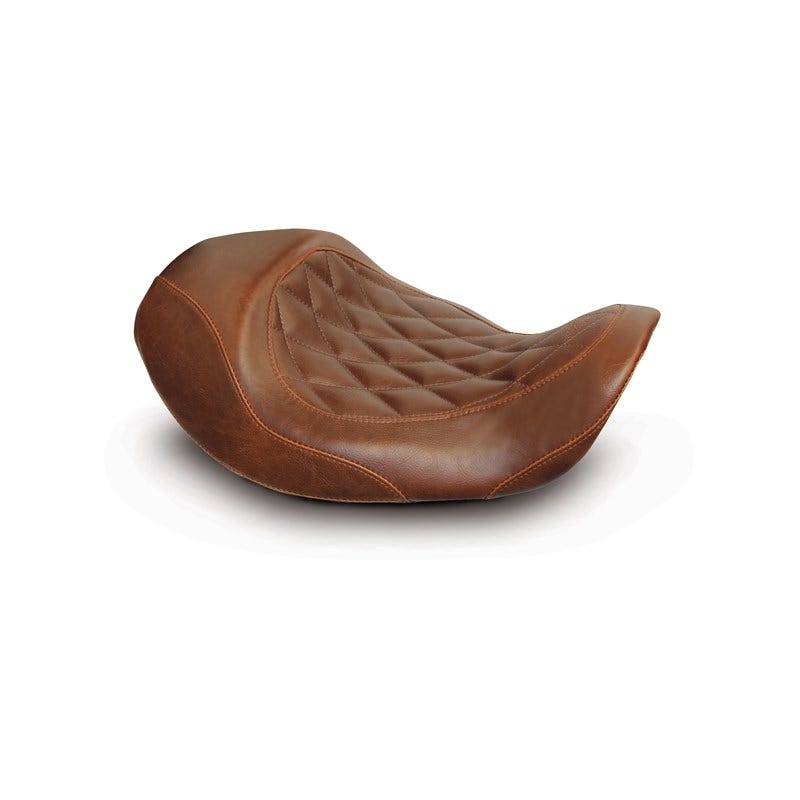 Mustang 76711 Brown Diamond Wide Forward Tripper Solo Seat for Harley Dyna 06-17
