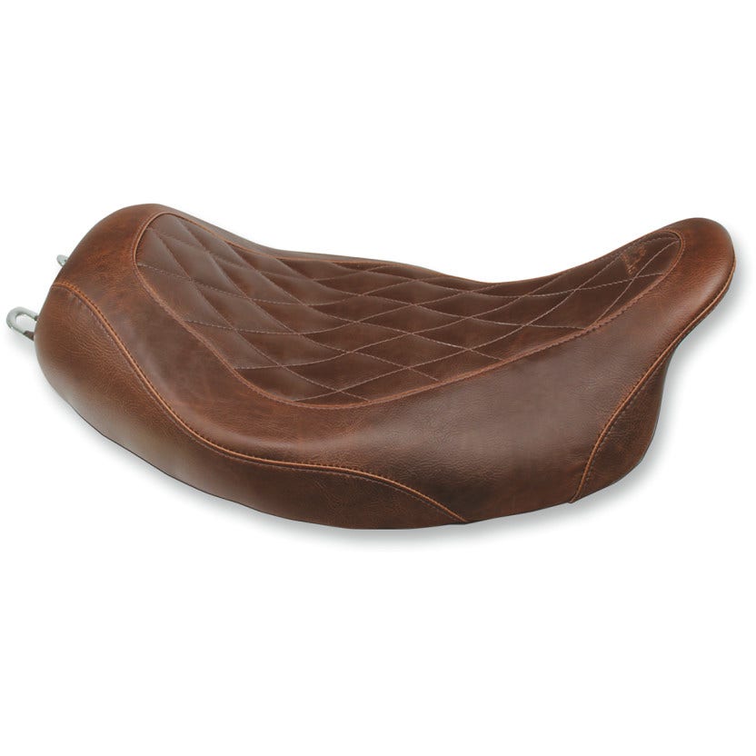 Mustang 76722 Diamond Stitch Brown Wide Low Tripper Solo Seat Harley FLH/T 08-23