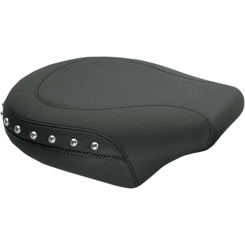 Mustang 76751 Wide Chrome Studded Rear Seat Only for Wide Solo Harley Softail FXS FLS
