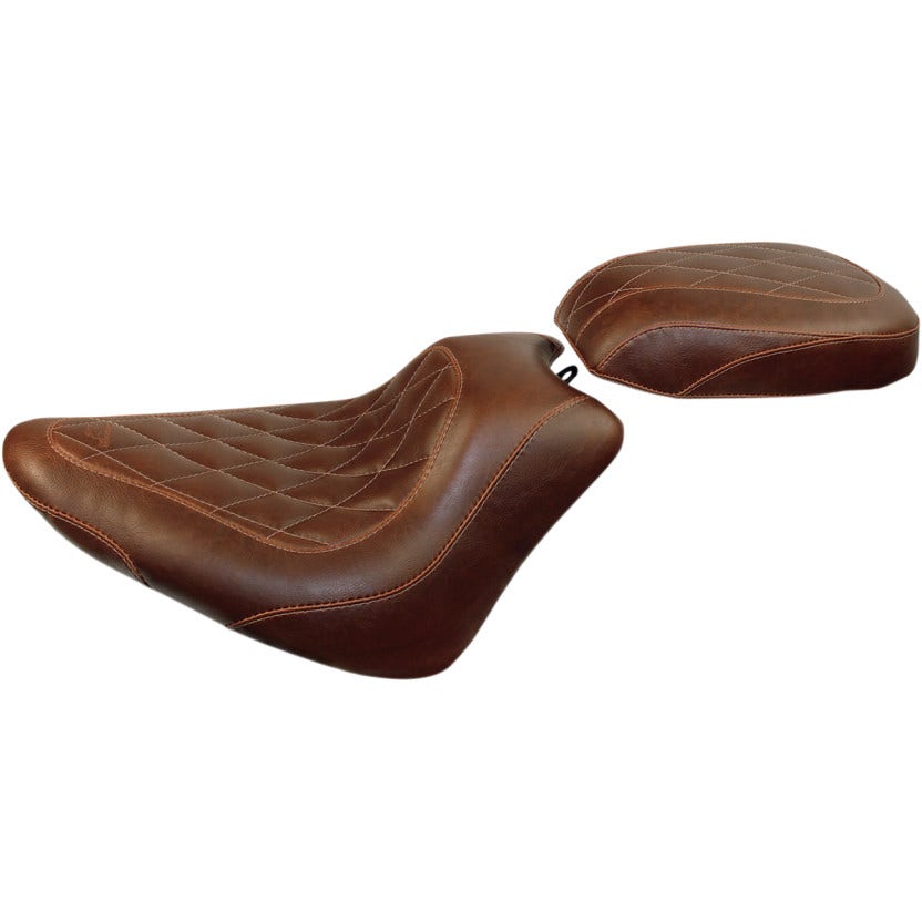 Mustang 76766 Brown Diamond Wide Tripper Solo Front Seat Harley 11-13 FXS 12-17 FLS