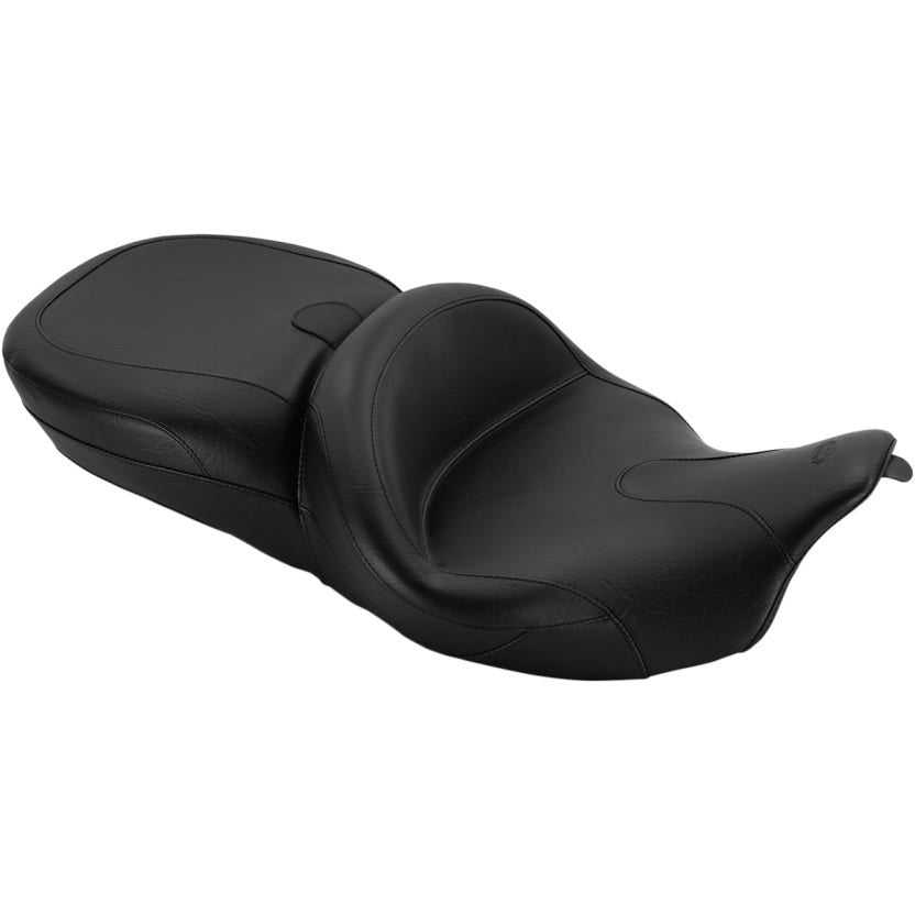 Mustang 76860 Summit One-Piece Black Vintage Touring Seat w/ Receiver Harley FL 14-17