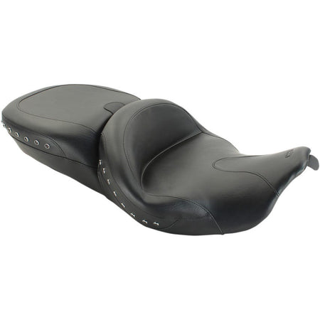 Mustang Summit One-Piece Black Studs Touring Seat w/ Receiver Harley FL 14-15 | 76862