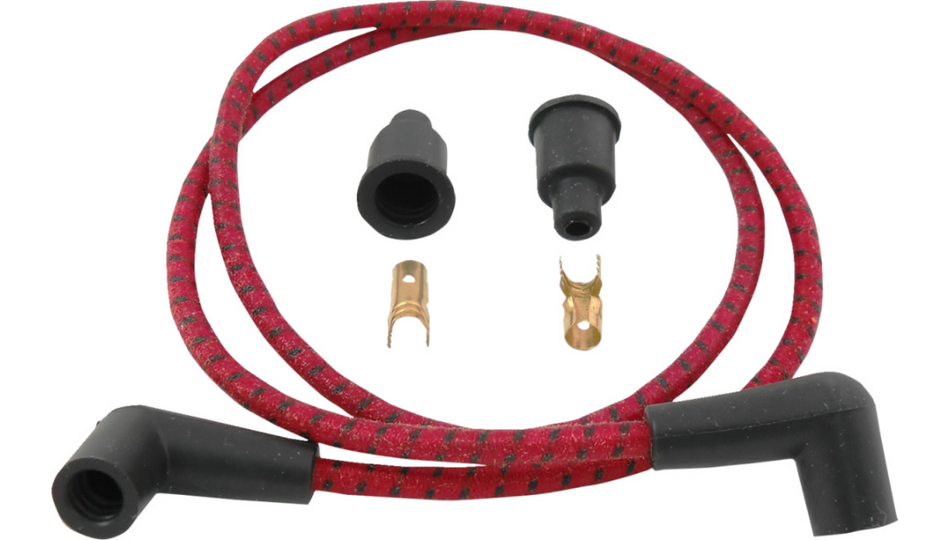 Drag Specialties Braided Universal Red/Black Spark Plug Wire 4 Harley