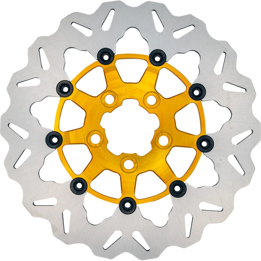 Galfer Wave 11.8" Full Floating Rear Brake Rotor W/Gold Carrier 4 Harley 08-19