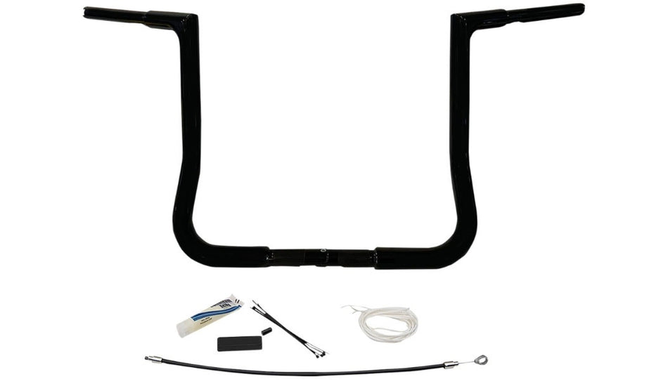 FBI Fat Baggers Black 1-1/4" EZ Install Flat Top 12" Handlebar Harley FLH 08-13
