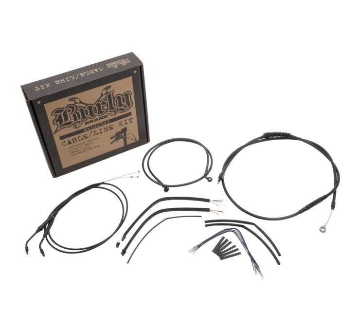 Burly Brand B30-1106 Black Vinyl Cable Line Kit 12" Apes Harley Sportster 14-Up