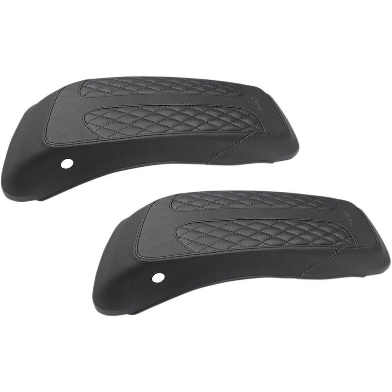 Mustang 77641 Black Dave Perewitz Signature Saddlebag Lid Covers 14-19 Tri Glide