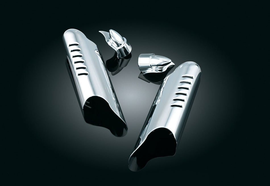 Kuryakyn Chrome Lower Fork Leg Deflector Shields Covers for Harley 00-13 FLH