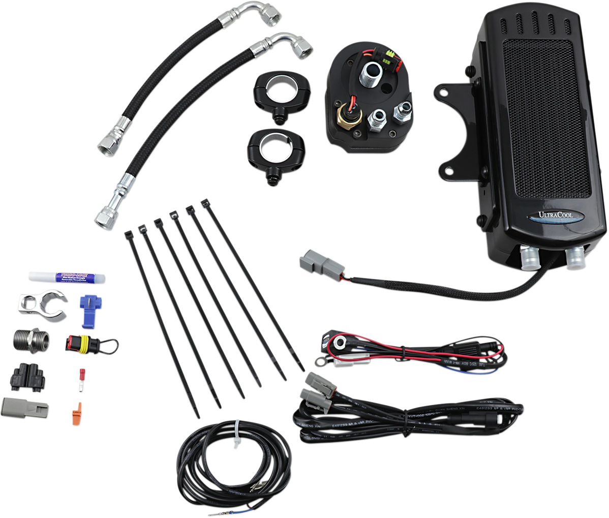 UltraCool SMS-1 Side Mount Oil Cooler Kit with Fan for 1985-2017 Harley-Davidson Softail