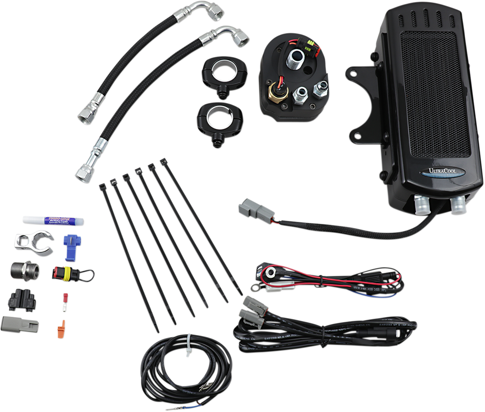 UltraCool SMS-1 Side Mount Oil Cooler Kit with Fan for 1985-2017 Harley-Davidson Softail