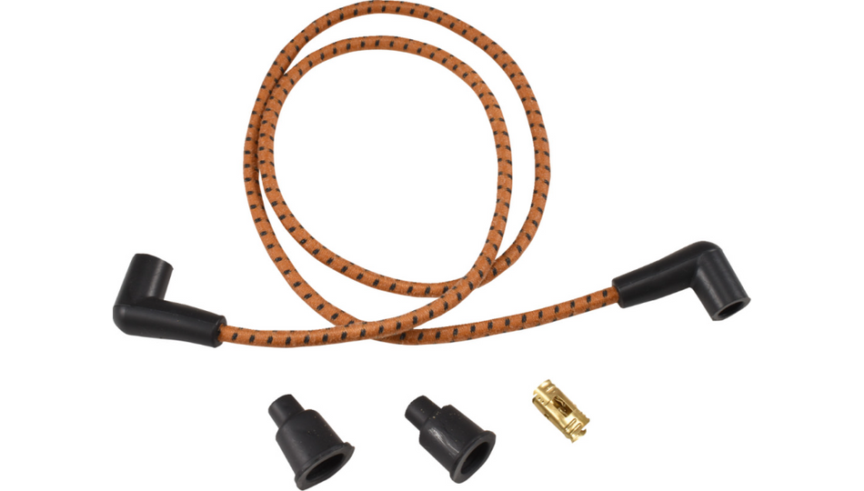 Drag Specialties Braided Universal Brown/Black Spark Plug Wire 4 Harley