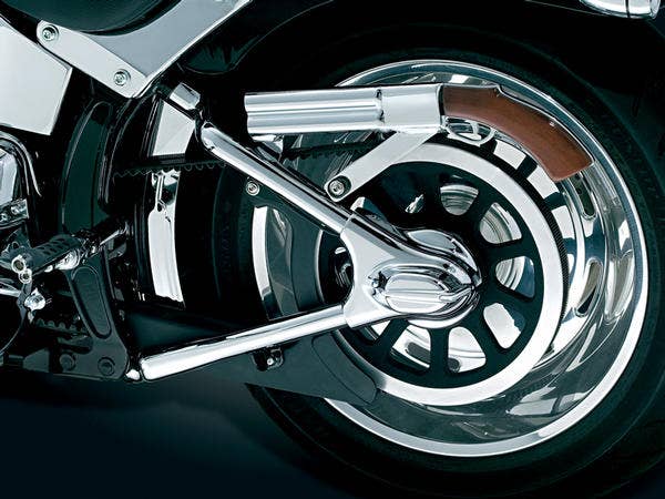 Kuryakyn Chrome Swingarm Covers w/ Phantom Axle Covers for Harley Softail 08-16