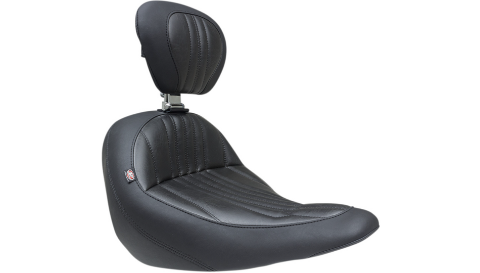 Mustang Solo Front Black Harley Seat W/ Backrest Dagger Stitch 18-23 FLSB/FXLR/FXLRS