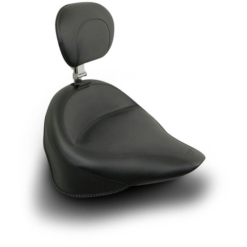 Mustang 79121 Seat Wide Black Vintage Solo Seat w/ Backrest Harley 00-05 FXST 00-07