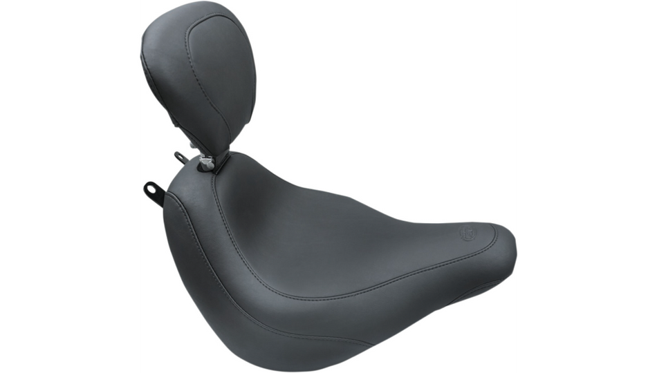 Mustang Wide Tripper Solo Black Vintage Harley Seat W/Backrest 18-23 FLDE/FLHC/FLHCS