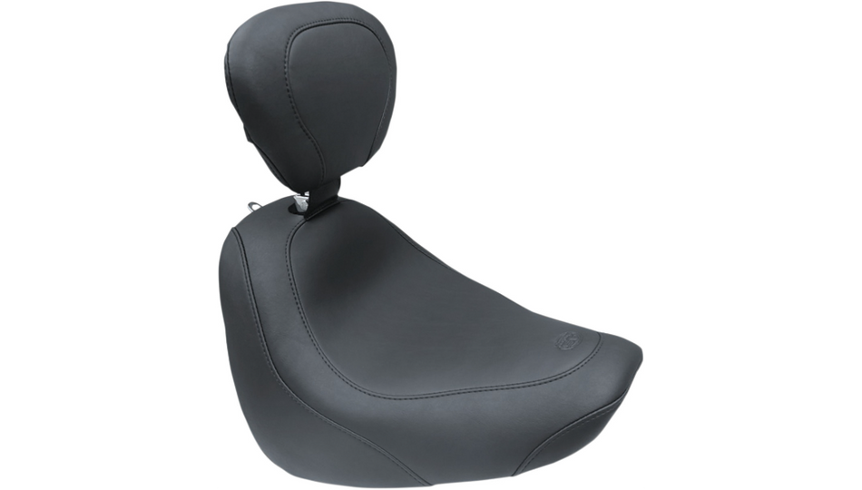 Mustang Wide Tripper Solo Black Vintage Harley Seat W/Backrest 18-23 FXFB/FXFBS