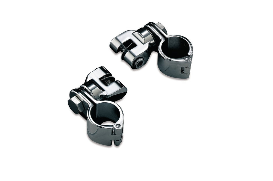 Kuryakyn 7944 Chrome Peg Mounts w/ 1-1/4" Magnum Quick Clamps & Clevis Harley