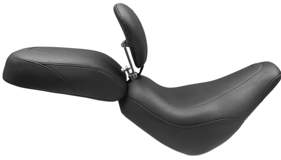 Mustang Wide Tripper Solo Black Vintage Harley Seat W/Backrest 18-23 FXBB/FXBBS