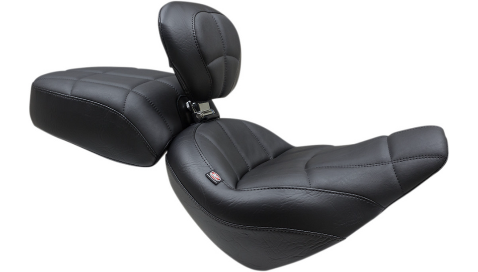 Mustang Solo Rear Black Harley Seat W/ Backrest Cube Stitch 18-23 FXBB/FXBBS