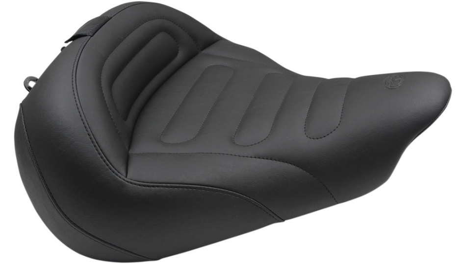 Mustang Solo Tour Breakout Black Trapezoid Stitch Harley Seat W/Receiver for 13-17 FXSB